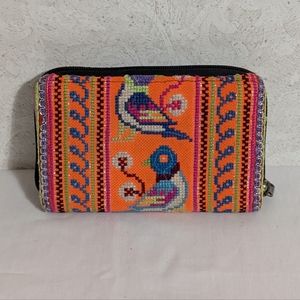 Chic Elite Antique Wabags Wallet Handmade Embroidered Bird Accordion Wallet